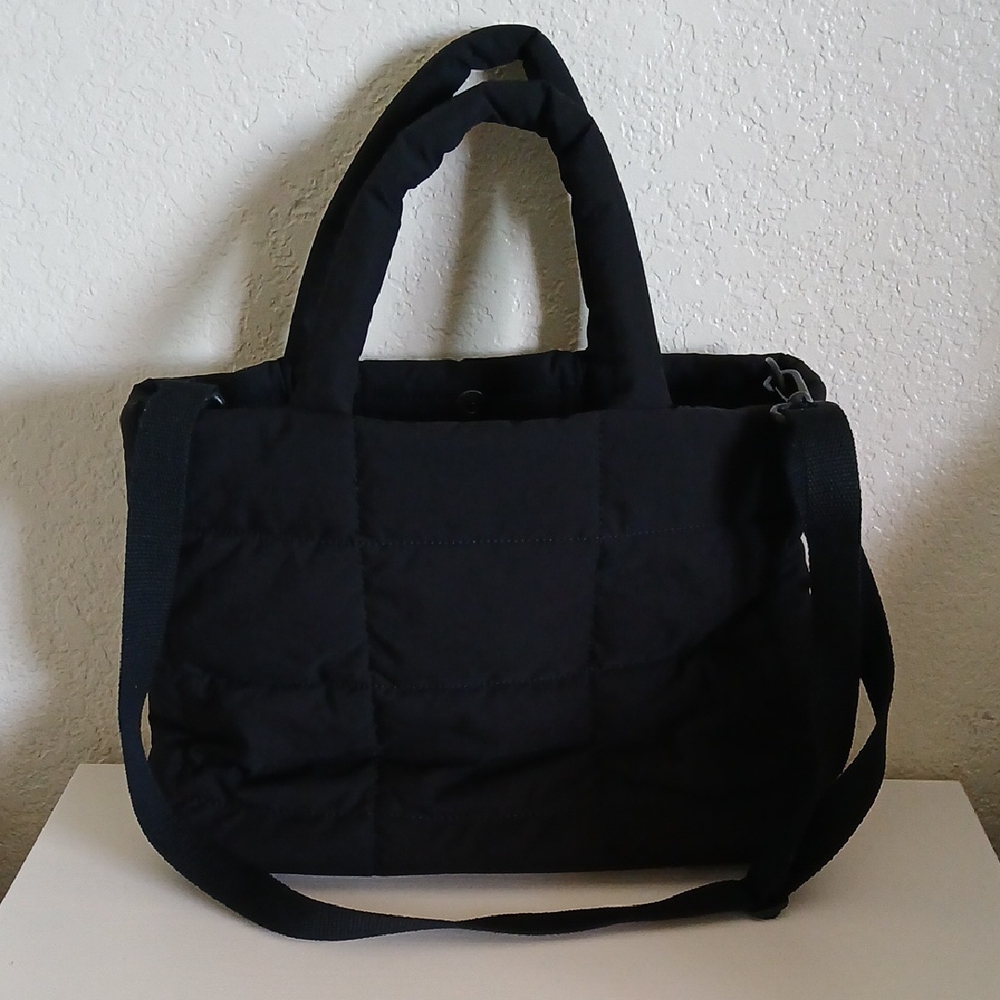 GAP Black Quilted Tote Bag with Shoulder Strap